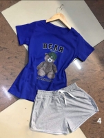 Костюм футболка BEAR синяя и серые шорты D31