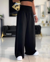 Широкие брюки Сингапур пояс резинка черные M450