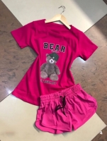 Костюм футболка BEAR малина и малиновые шорты D31