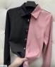 Блузка Size Plus лайт пудрово-черная OP37
