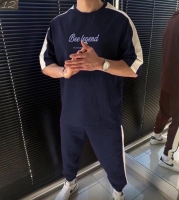 Мужской костюм футболка и брюки bee Legend темно-синий D2107