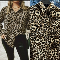 Блузка SIZE PLUS с карманами коричневый леопард KH745