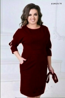 Платье Size Plus с вставками на рукавах бордо M29