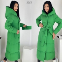 Болоневое пальто с поясом 2028 Зелёное DIM