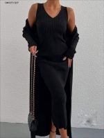 Костюм платье и кардиган лапша черный M37_Новая цена