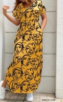 Платье Size Plus абстракция желтое M29