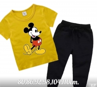 Детский костюм футболка Микки желтая с черными брюками XI