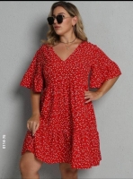 Платье Size Plus сердечки Красное O114