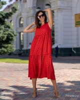 Платье Size Plus длинное воланы красное UM29
