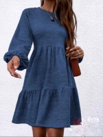 Платье ярусное ангора софт синее KH745
