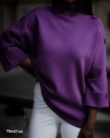 Кофточка Size Plus пуговки на рукавах фиолетовая M37 12.23
