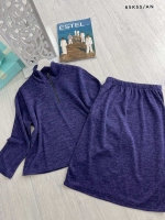 Костюм Size Plus ангора кофта и юбка фиолетовый K53