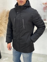 Мужская удлиненная куртка Черная V107