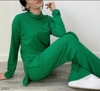 Костюм лапша брюки и кофта зеленый K115