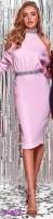 Платье со вставками на горле и поясе розовое M98
