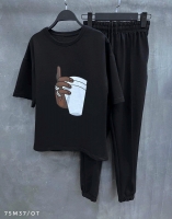 Костюм футболка и брюки стакан черный M37