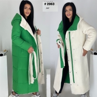 Комбинированное пальто двухстороннее зеленое DIM