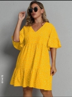 Платье Size Plus сердечки Жёлтое O114
