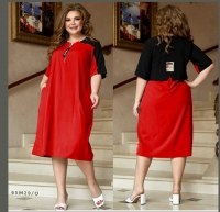 Платье size plus с молнией спереди обманка красное M29