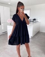 Платье ярусное Сингапур чёрное O114