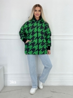 Куртка Size plus гусиная лапка Черно-зеленая KS