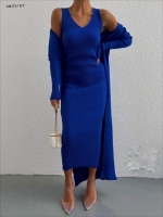 Костюм платье и кардиган лапша ярко-синий M37