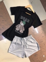 Костюм футболка BEAR черная и серые шорты D31