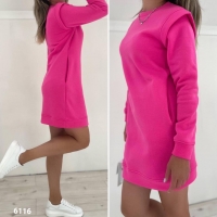 Туника-платье с начёсом Ярко-розовое М116