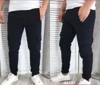 Мужские брюки с карманами на бёдрах Чёрные V107