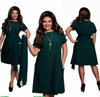 Платье SIZE PLUS лайт с поясом зеленое RH06