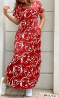 Платье Size Plus абстракция красное M29