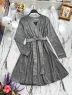 Платье Сияние с запашным лифом и пояском люрекс темное-серебро K115