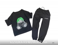 Детский костюм футболка с зайкой и брюки черный XI
