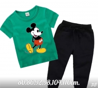 Детский костюм футболка Микки зеленая с черными брюками XI