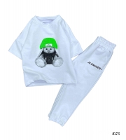 Детский костюм футболка с зайкой и брюки белый XI