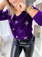 Кофточка Size Plus с фигурками фиолетовая M98