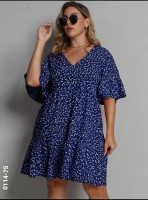 Платье Size Plus сердечки Синее O114