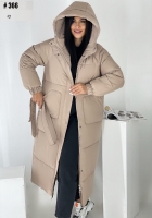 Болоневое пальто с капюшоном 366 бежевое DIM