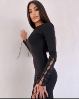 Платье шнуровка креп чёрное M105/758