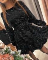 Платье прадо с поясом в горошек чёрное K115/111