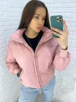 Куртка стойка ворот с карманами пудрово-розовая 01-DIM