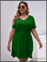Платье Size Plus с молнией пояс-утяжка зеленое M29