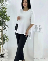 Костюм Size Plus белая футболка квадрат и черные брюки M37