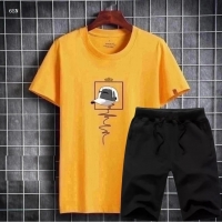 Мужской костюм с шортами футболка кепка желтая SN