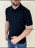 Мужская футболка с кармашком поло черная V107