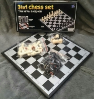 Подарочный набор 3 в 1 шашки, шахматы, нарды 9718\9518_Новая цена2