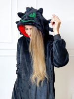 Кигуруми для взрослых пижамка Беззубик Черный Дракон