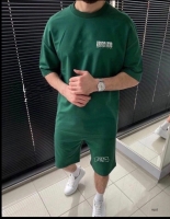 Мужской костюм шорты и футболка штрих код зеленый V107
