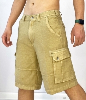 Мужские удлиненные шорты с крупными карманами хб бежевые V107