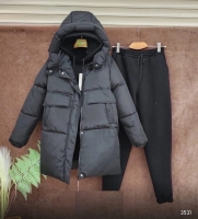Костюм тройка удлиненная куртка черная толстовка и брюки черные D31